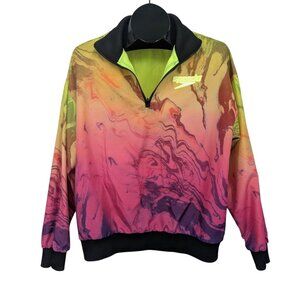 Speedo Y2K Neon Quarter Zip Windbreaker Pullover Reversible Mesh Techwear Size M